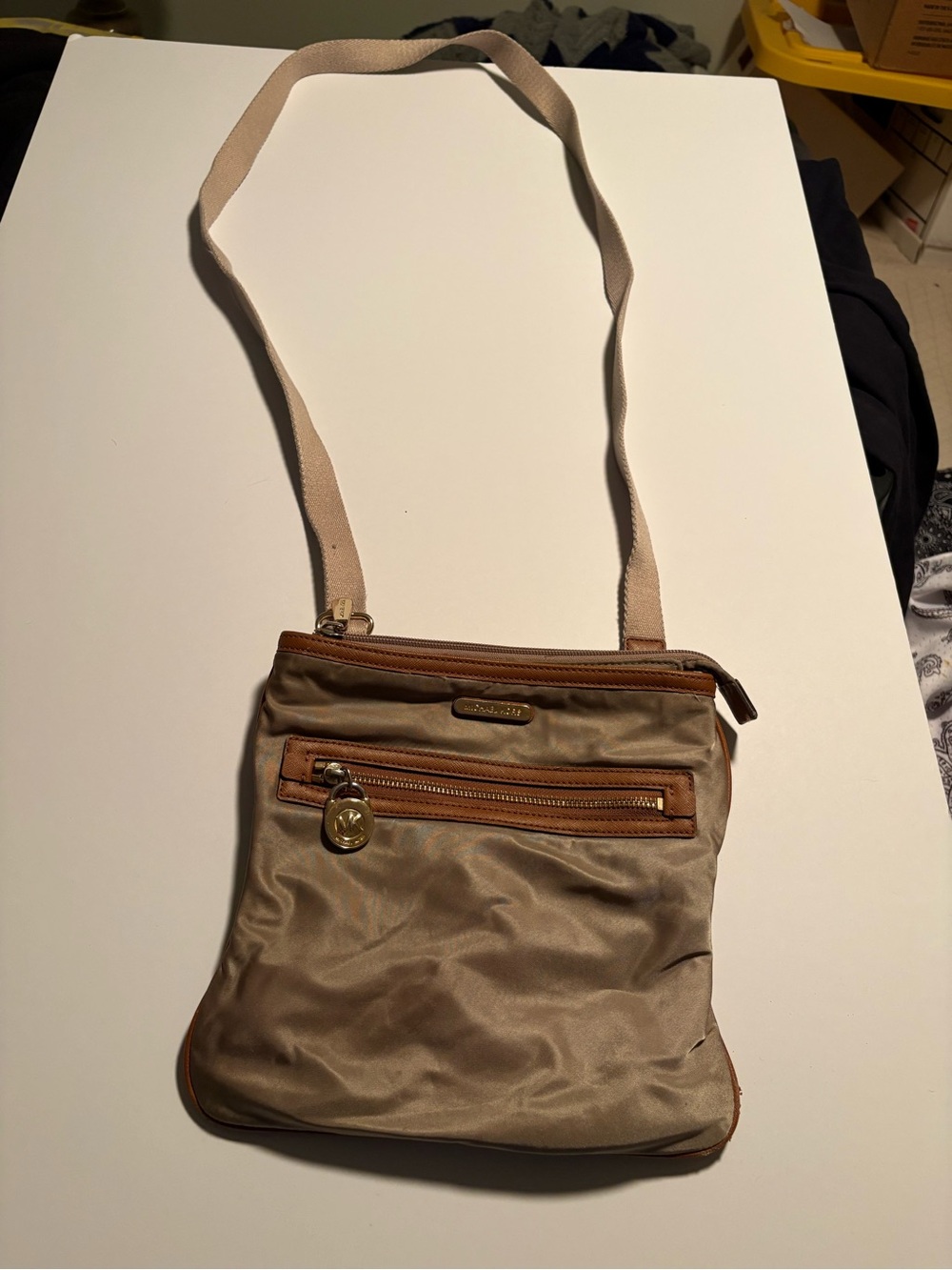Michael Kors Beige Crossbody Bag with Gold Hardware